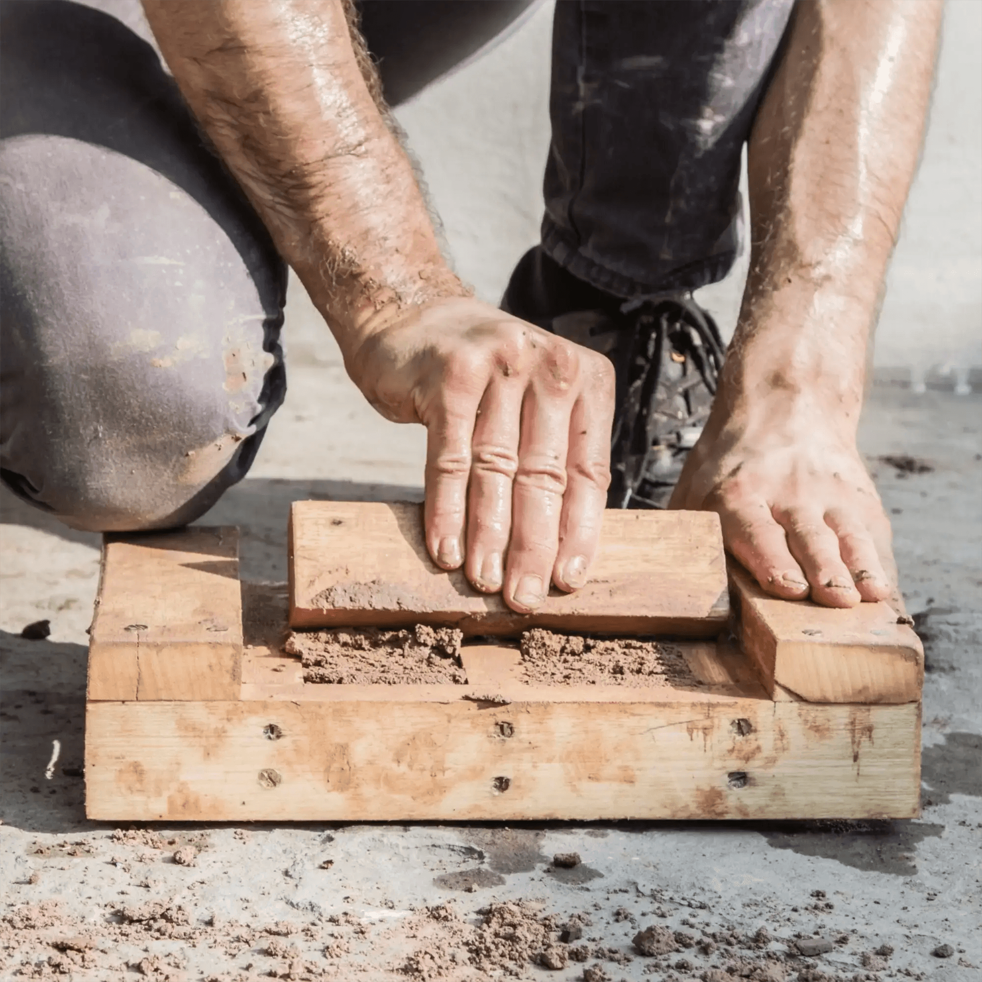 Physalide image, Photo de la fabrication d'une brique d'adobe