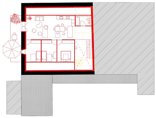 Floorplan of an appartment in a barn