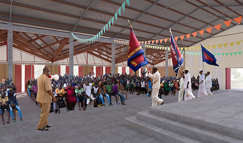 interior view of church with celebration
